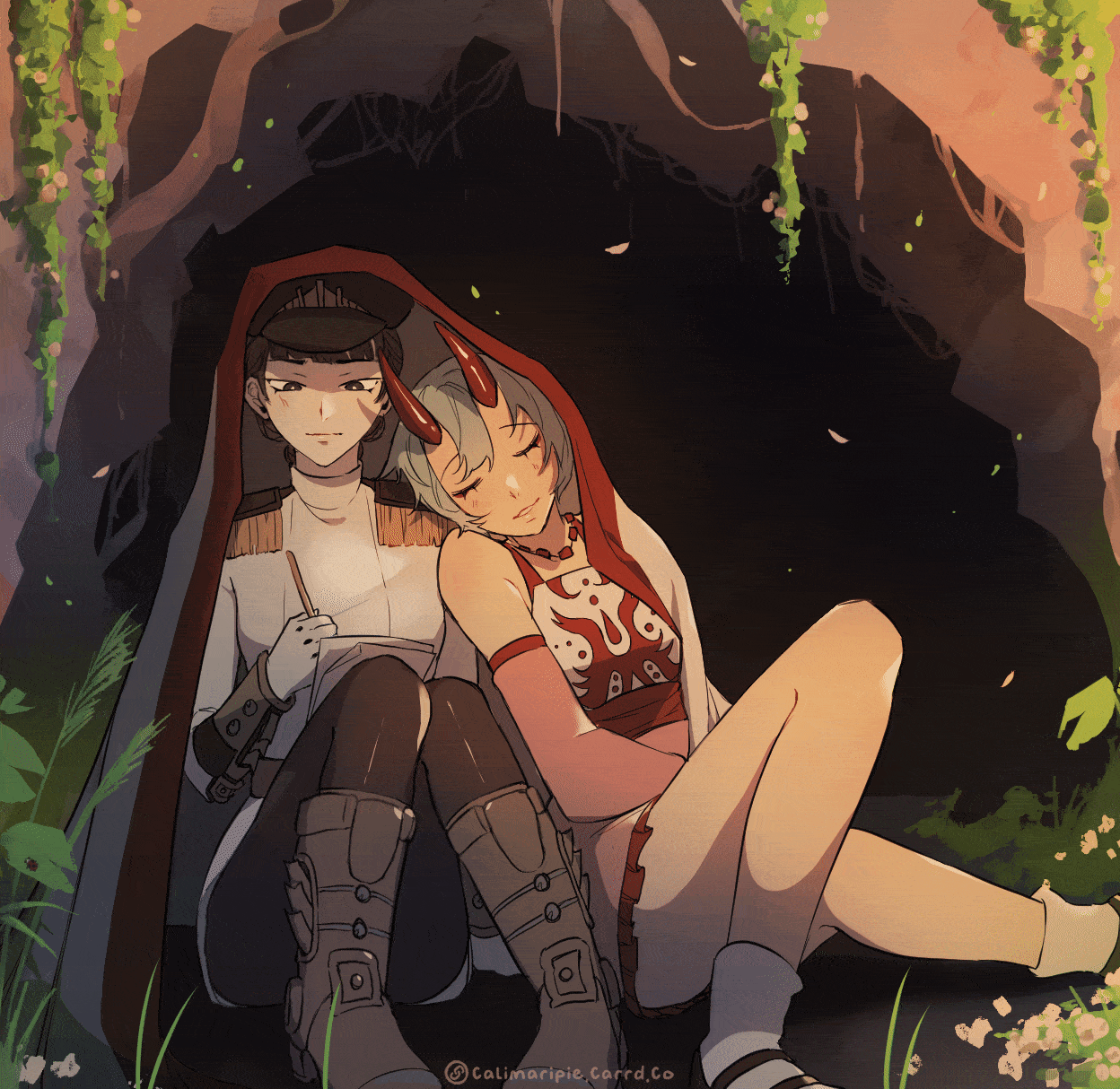 Artfight for Jacegman's (characters Cecilia(left) and Amaya(right))